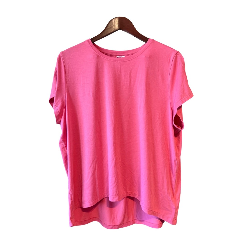 Athleta Renew Tee Pink Short Sleeve Pleated Back Top 533409-22 Womens Medium